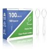 100-Pack Clear Plastic Spoons Disposable BPA-Free Heat Resistant Utensils for Catering & Events -Spoons Heavy Duty Bulk,plastic disposable for Party Supplies view 1