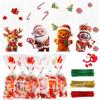 LOKIPA 120PCS Christmas Cellophane Treat Bags, 4 Styles Cello Candy Goody Bags Clear With 150 Twist Ties for Party Supplies view 1