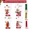 LOKIPA 120PCS Christmas Cellophane Treat Bags, 4 Styles Cello Candy Goody Bags Clear With 150 Twist Ties for Party Supplies view 3