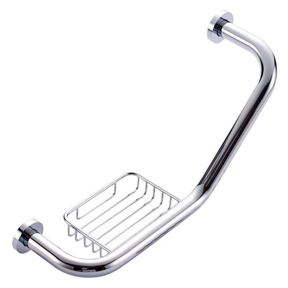 Armrest Grab Bar Useful Safety Support Hand Rails Curved Shower Safety Handle With Soap Dish Bathtub Grab Bar Bathroom Anti-Slip Grip Wall Mounted Towel Holder Balance Shower Assist Grip Disabled