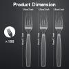 100 Count Extra Heavy Duty Clear Plastic Forks Disposable, BPA-Free, Heat Resistant, Durable Disposable Forks Bulk for Catering & Events Party Supplies view 2