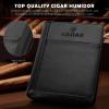 KEJIAR Cigar Humidor Case, Portable Cigar Box with Cigar V Cutter, Straight Cigar Cutter, Cigar Punch, Cigar Humidifier Packs, Travel Humidor and Cigar Accessories Gift Set Leather Cigar Case (Black) view 4