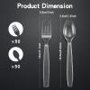 100 Count Plastic Silverware Heavy Duty 50Forks50Spoons | Shatterproof BPA-Free Disposable Cutlery Heat Resistant Disposable Plastic Utensils for Catering & Events, Party Supplies view 2