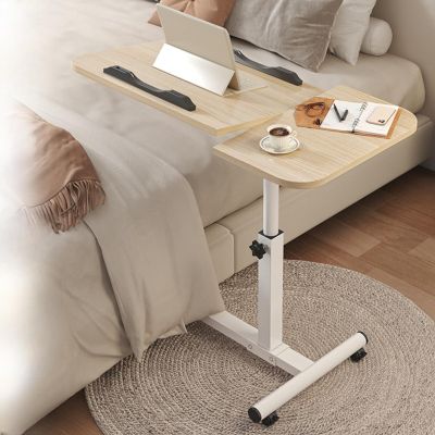 LEGGKKWY Bed Desk Over The Bed Table with Wheels Overbed Table Over The Bed Desk Over Bed Table Mobile Desk Bed Table with Wheels Computer Table for Bed Overbed Table with Wheels(Wood)