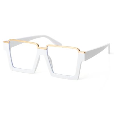 Mirkcittle Oversized Blue Light Blocking Glasses for Women Men Fashion Clear Frame Square Computer Eyeglasses(White Frame)