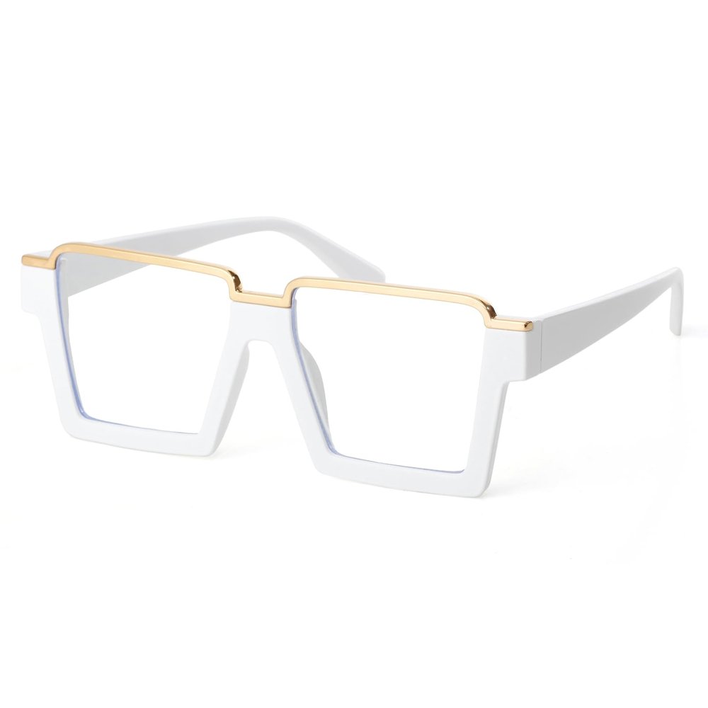 Mirkcittle Oversized Blue Light Blocking Glasses for Women Men Fashion Clear Frame Square Computer Eyeglasses(White Frame)