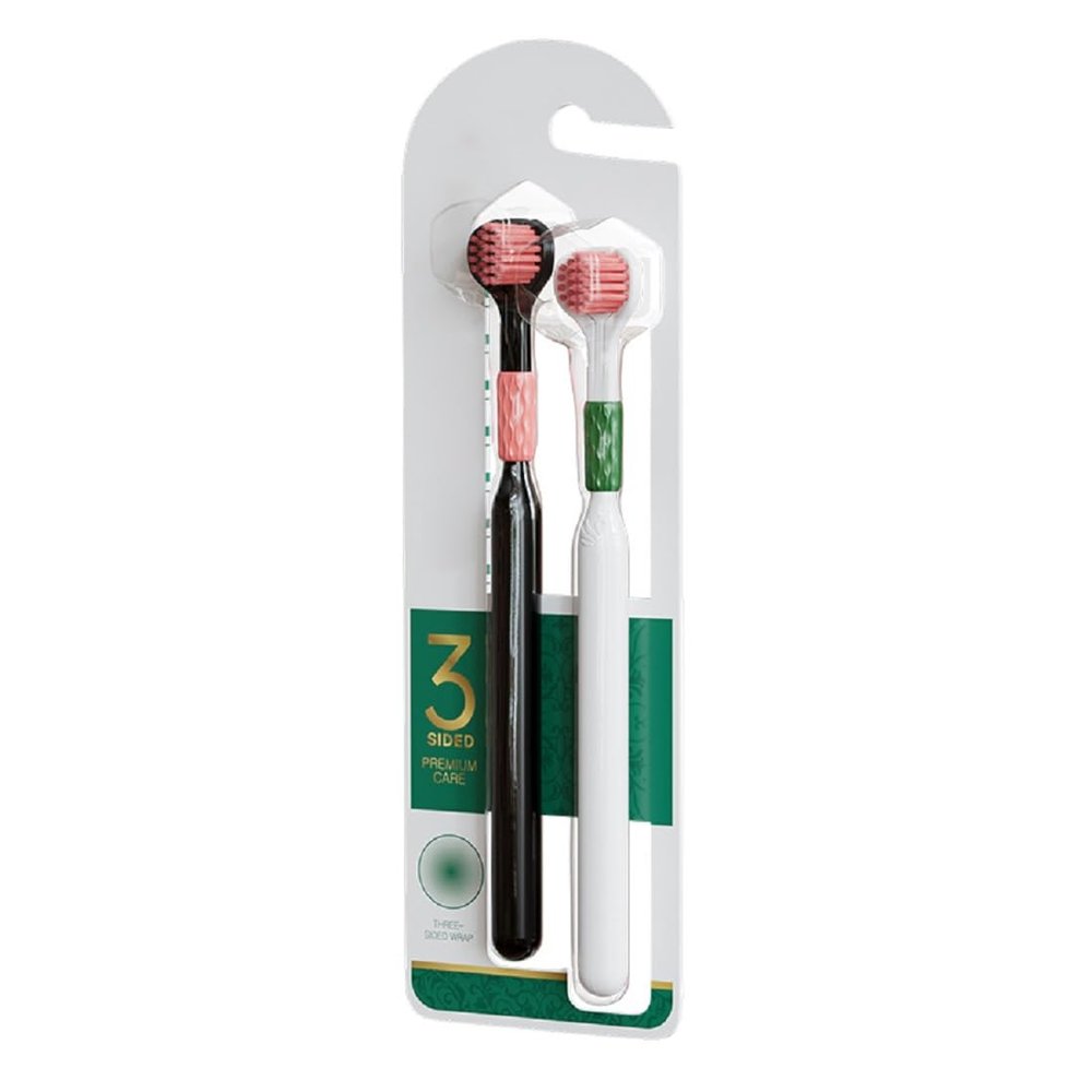 3 Sided Toothbrush for Adults with Soft bristles, All-Round Cleaning and Stain Removal Toothbrush for Family Couple