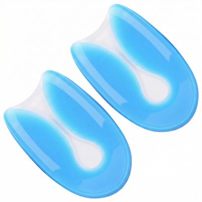 1Pair Blue Silicone U-Shaped Heel Cups Plantar Fasciitis Insert Invisible Heel Pads Soft Gel Heel Cushions Protectors Shock Absorbing Support for Women Men(Medium)