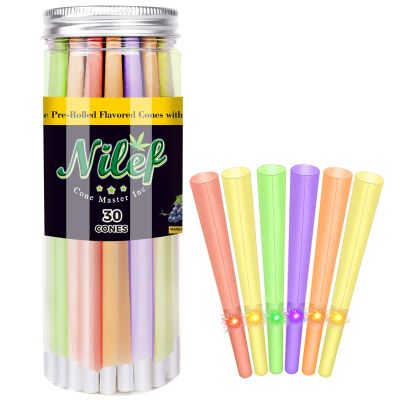 Nilef Flavored Pre Rolled Cones | 1 1/4 Size 84mm/26mm | 30 Pack | Colorful Pre Rolling Paper Cones | Bulk Rolling Paper Cone with "W" Filter Tip (K8399B)
