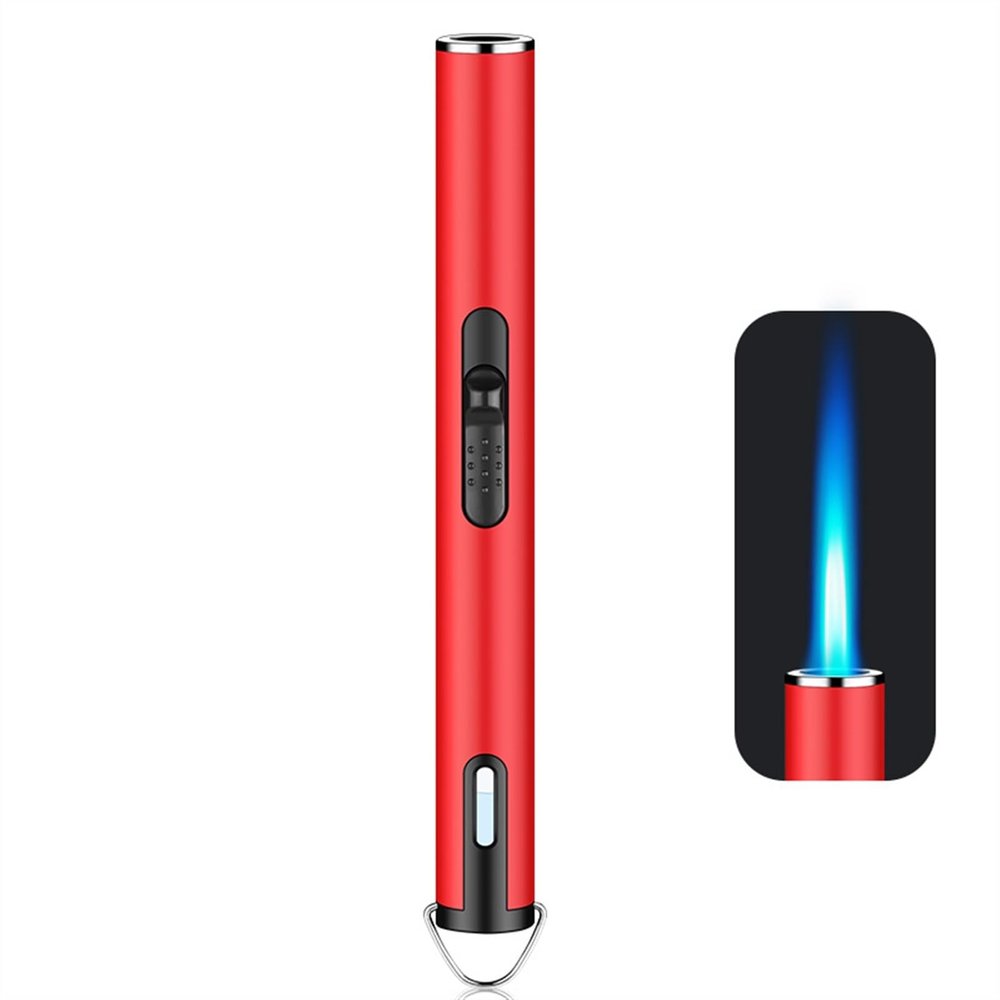 nopqwz Metal Windproof Lighter, Jet Flame Lighter, Adjustable Flame, Windproof Butane refillable, Suitable for Indoor and Outdoor use(Red)
