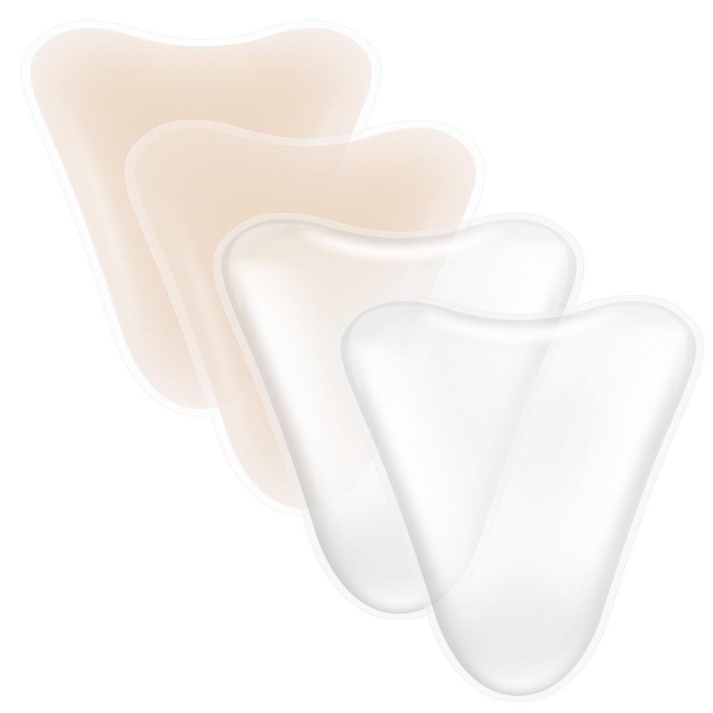 CICKEE Camel-Not Camel Toe Concealer Silicon Insert - Seamless Camel Toe Hider Stopper Cover Pack No Camel Toe Underwear Guard Anti Cameltoe Pad for Women - 4 Pack Transparent & Nude
