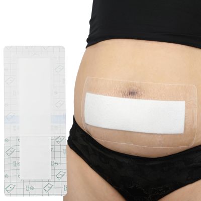 14 Pcs Waterproof Shower Bandages for Abdominal Wounds C Section Long Tummy Tuck Incisions Post Surgery Shower Protector C-Section Scar Strips Island Dressing 4x10 Inch