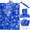 Bolsome 100 Sheets 20 * 14 Inches Christmas Tissue Paper for Gift Bags Blue Snowflake Printed Tissue Paper for Xmas Party Winter Holidays Baby Shower Birthday Party DIY Craft view 1