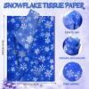 Bolsome 100 Sheets 20 * 14 Inches Christmas Tissue Paper for Gift Bags Blue Snowflake Printed Tissue Paper for Xmas Party Winter Holidays Baby Shower Birthday Party DIY Craft view 2