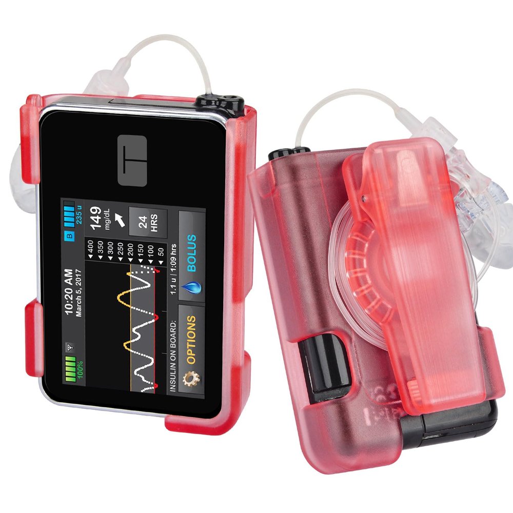 Healvaluefit Tandem Tslim X2 Pump Case with Clip, 360 Rotatable Clip with Sturdy and Durable Hinge, Insulin Pump Holster, Friendly to Screen Protector, Compatible with t:Slim, t:Slim G4 (Cherry Red)