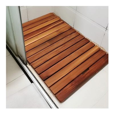 Natural Wood Shower Bath Mat - Red Cedar Splice Non-Slip Bathroom Drain Board for Balcony Kitchen Deck Pedal - Anti-Crack Anti-Burr