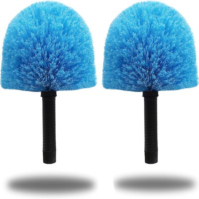 2 Pack Blue Twist-On Cobweb Duster Head Brush // Spider Web Brush for Outdoor & Indoor Web Cleaning // Fits Standard Acme Threaded Poles // Brush Head Only