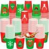 Jingmore 300 Pcs 8 oz Christmas Disposable Cups Christmas Paper Coffee Cups Xmas Tree Snowflake Snowman Elk Party Drinking Cups Xmas Holiday Supplies for Hot Cold Beverage Chocolate Tea Cocoa view 1