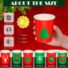 Jingmore 300 Pcs 8 oz Christmas Disposable Cups Christmas Paper Coffee Cups Xmas Tree Snowflake Snowman Elk Party Drinking Cups Xmas Holiday Supplies for Hot Cold Beverage Chocolate Tea Cocoa view 2