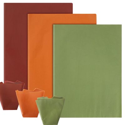 60 Sheets Fall Color Tissue Paper, 14'' x 20'' Sage Green Orange Burgundy Color Gift Assorted Wrapping Tissue for Autumn Birthday Wedding Gifts Decor Thanksgiving Day Presents Packaging