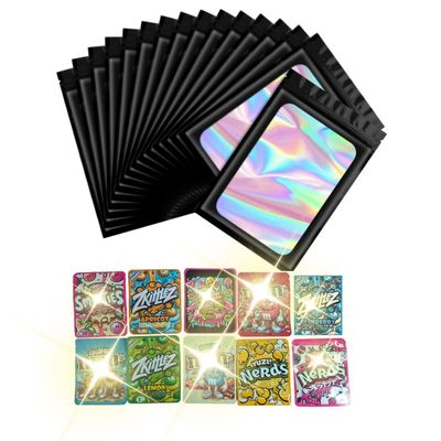 100pcs Mylar Bags, 3.5g Laser Bagss, 1 Special Cartoon Pattern, 5 x 4 Inch Resealable Candy Bagsss, Gummies Bagssss, Storage Baggies