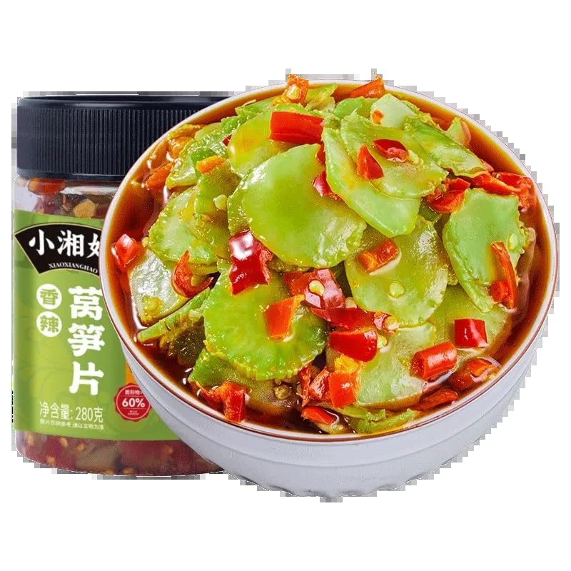 Hunan specialty chili sauce, Spicy dried radish, Hot sauce 280g, Instant Gongcai, Red pepper paste, Spicy and crispy vegetable snacks, Noodles sauce, Chinese pickles, Seasoning (Spicy Lettuce,1 can)