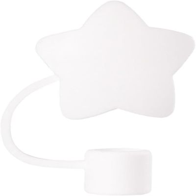 1pc White Star Cap Straw Cover for Reusable Straws Tip Lids,10mm Party-Dressing Silicone Straw Covers Cap, Cute Straw Topper,Stopper for Stanley 40 and 30 Oz Cup Accessories,Disposable Drinkware