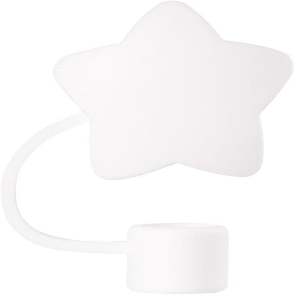 1pc White Star Cap Straw Cover for Reusable Straws Tip Lids,10mm Party-Dressing Silicone Straw Covers Cap, Cute Straw Topper,Stopper for Stanley 40 and 30 Oz Cup Accessories,Disposable Drinkware
