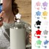 1pc White Star Cap Straw Cover for Reusable Straws Tip Lids,10mm Party-Dressing Silicone Straw Covers Cap, Cute Straw Topper,Stopper for Stanley 40 and 30 Oz Cup Accessories,Disposable Drinkware view 3