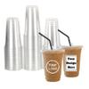100-300pcs Custom Disposable Clear Plastic Cups with Stickers, Personalized Coffee Cup for Party, Wedding, Milkshake, Cold Drinks, Smoothie, Plastic Iced Coffee Cups with Flat Lids (12oz) view 1