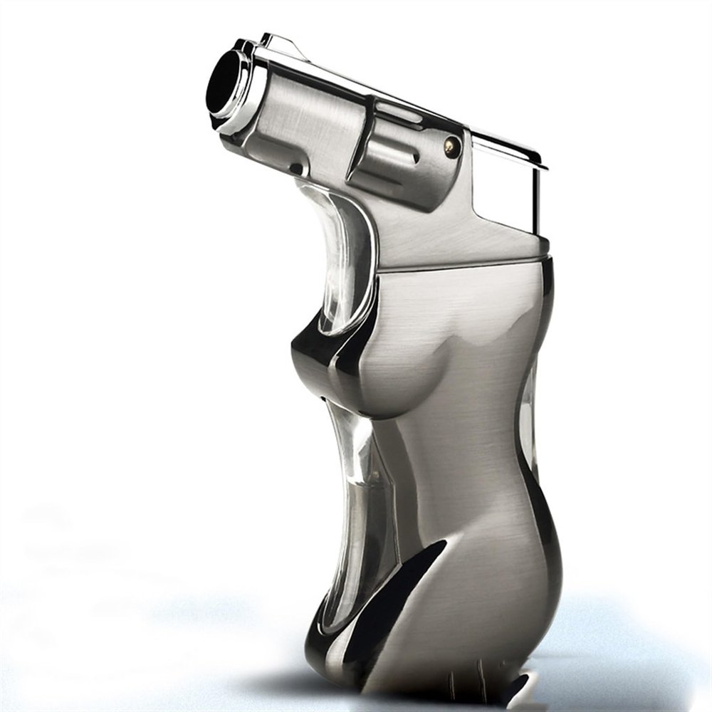 Butane Metal lighters, Direct Blue Flame lighters, Adjustable Flame lighters, Portable lighters, refillable Fuel, Suitable for Camping, Hiking and Other Occasions.(Gray)