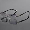 TAJMDGW Diamond Cutting Reading Glasses for Men, +2.0 Multifocus Readers, Rimless Square Computer Readers Anti Blue(Grey,+2.5) view 2