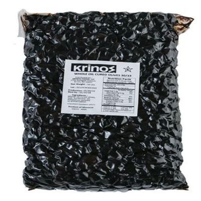 Krinos Foods Moroccan Dry Olive Oil Cured Black Olives (Beldi)  Large Bulk 10 LBS  Whole Dried Olives W/ Pits Best For Charcuterie Board, Mezze Platter, Cheese Board, Serving Dish, Olive Boat