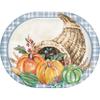 Trendware Decadent Cornucopia Oval Thanksgiving Dinner Paper Plates, 24 Count, Decorative 12" x 9.25" Heavy Duty Dinner Plates for Thanksgving Dinner view 1