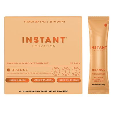 Instant Hydration Electrolytes Powder Packets - Citrus Orange Drink Mix - Zero Sugar - Keto, Vegan, Gluten-Free, Non-GMO - Boost Recovery, Brain Health, Muscle & Tissue Support- 30 Sticks