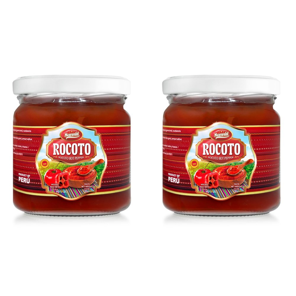 Sanniti Peruvian Hot Pepper Spread | DOP Molido Paste Imported From Peru (Pack of 2) (7.5 oz, Rocoto)