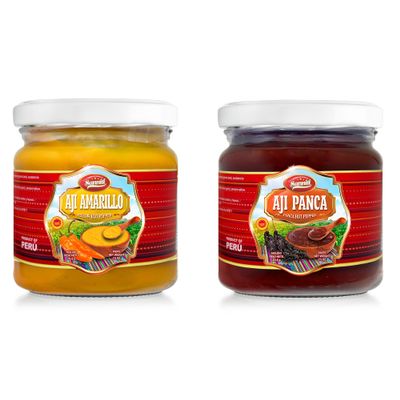 Sanniti Peruvian Hot Pepper Spread | DOP Molido Paste Imported From Peru (Pack of 2) (7.5 oz, Variety Aji Amarillo + Aji Panca)