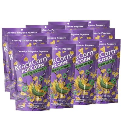 KrackCorn Popcorn Jalapeno Heat! 12-pack (1.25oz bags)