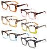 REAVEE 6 Pack Oversized Square Reading Glasses Oprah Style for Women, Blue Light Blocking Thick Large Frame Computer Designer Fashion Readers Spring Hinge with Leather Case,4.0 view 2