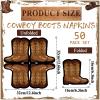 50 Pcs Cowboy Boot Napkins - Western Party Decorations, Wild West Cowgirl Boot Shaped Napkins for Baby Shower, Rodeo, Birthday Lunch & Dinner Table Decor, Party Favor view 2