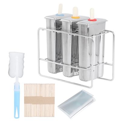 EVGATSAUTO Stainless Steel Ice Cream Kit, DIY Kitchen Tool with Brush Set for Frozen Treats (3-Piece Flat Double Slot)