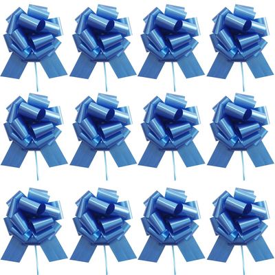 12 Pcs Pull Bows for Gift Wrapping, Blue Gift Bows - 6 Inch Ribbons for Christmas, Birthday, Wedding & Florist Packaging