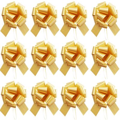 12Pcs Gold Bows for Gift Wrapping,6 Inches Gift Bow,for Gift Basket,Christmas Decorations,Valentines Day, Birthday, Anniversary,Wedding,Florist Packaging (Gold)