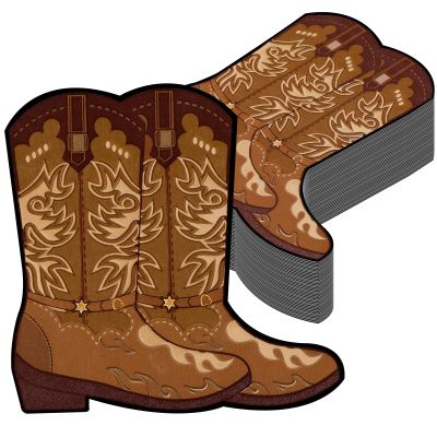100pcs Cowboy Boot Napkins - Western Cowboy Decorative Napkins for Baby Shower, Rodeo, Boot Shaped Birthday Lunch Dinner Table Decor Party Favor