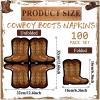 100pcs Cowboy Boot Napkins - Western Cowboy Decorative Napkins for Baby Shower, Rodeo, Boot Shaped Birthday Lunch Dinner Table Decor Party Favor view 2