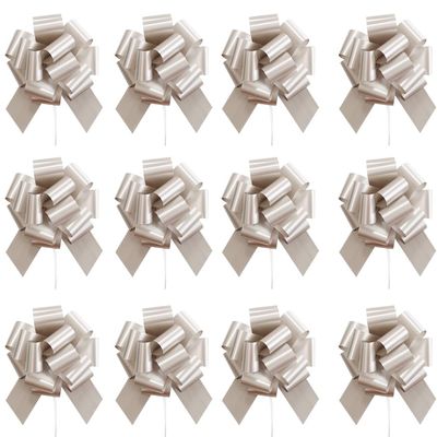 12 PCS Large Pull Bows, Bow for Gift Wrapping,6 Inches,Christmas Party Birthday Gift Wedding Ribbon Bows for Valentines Day, Birthday, Anniversary,Wedding,Florist Packaging (Silver)