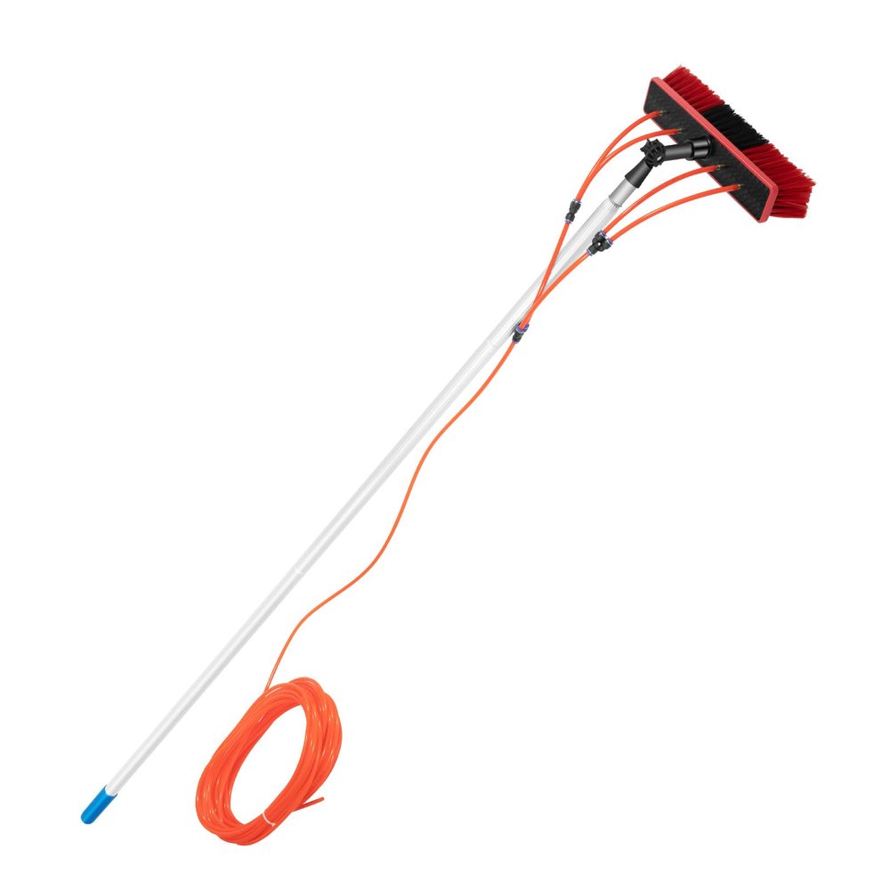 24.3 FT Water Fed Pole Kit, Solar Panel and Window Cleaning Brush Kit Adjustable Cleaning Brush Tool with 180 Rotating BrushHead for High Windows Cleaning Solar Photovoltaic Panel Cleaning