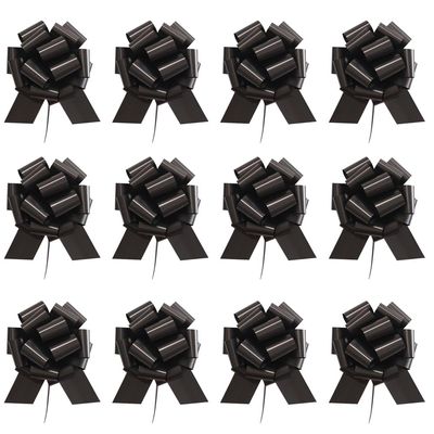 12 PCS Large Pull Bows, Black Bows for Gift Wrapping,6 Inches,Christmas Party Birthday Gift Wedding Ribbon Bows for Valentines Day, Birthday, Anniversary,Wedding,Florist Packaging (Black)