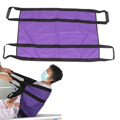 CHANGLKJ Elderly Positioning Bed Pad, Patient Transfer Sheet with Padded Hand Straps, 37.2''X 26'' and 90kg Load, Lightweight Cotton Canvas and Mesh Cloth Fabric, for Elderly, Disabled, Bedridden