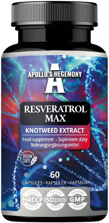 APOLLO'S HEGEMONY Resveratrol Max - 500 mg per Capsule - 60 Vegan Capsules - High Purity 98% Extract - Supports Circulatory Health - Natural Antioxidant - Dietary Supplement